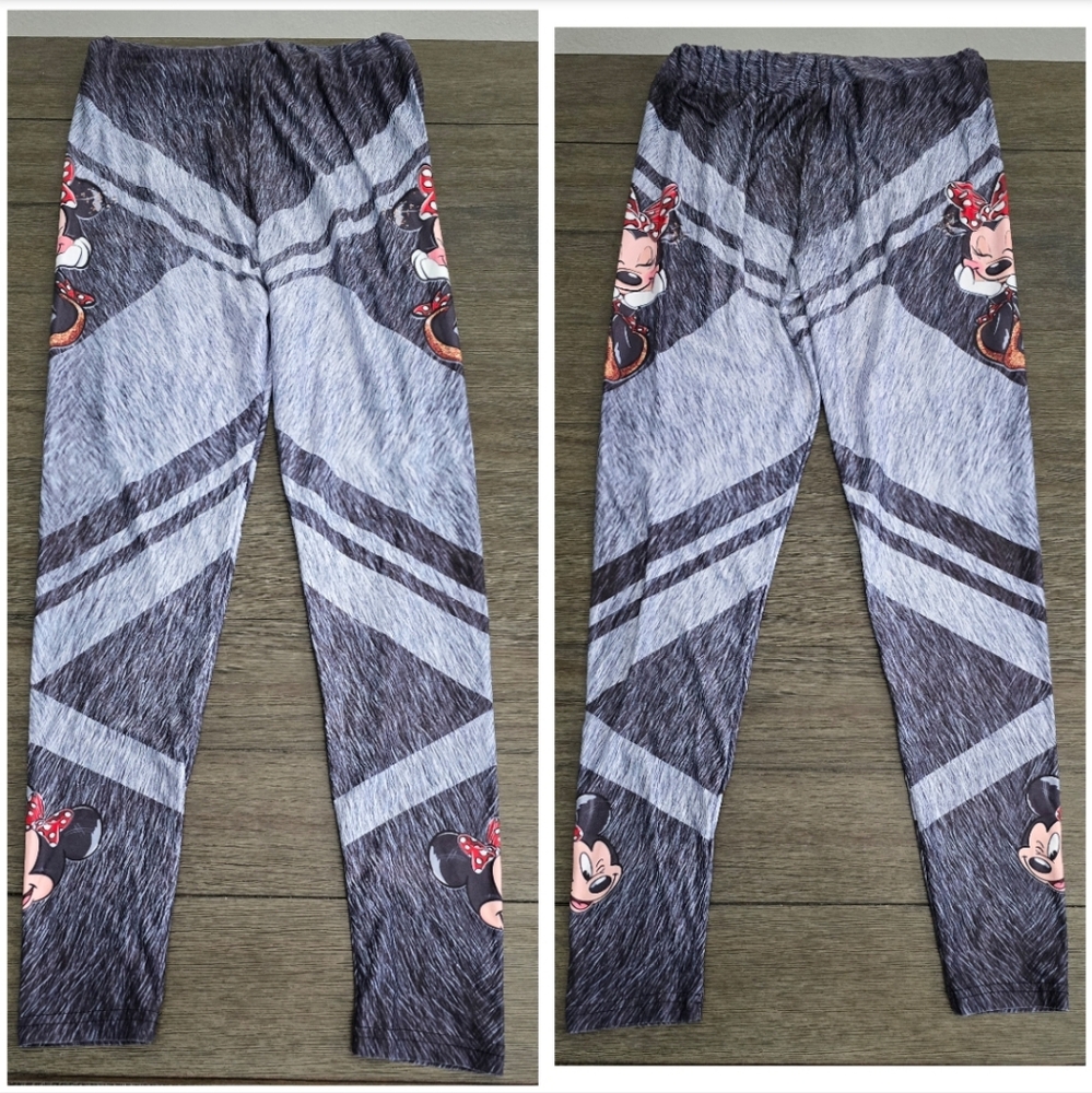 Minnie Mouse Women's Gray Leggings, Size L - Picture 5 of 9